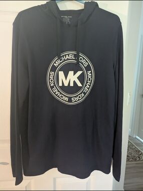 Michael Kors Men’s Navy Hooded Sweatshirt with White MK Emblem